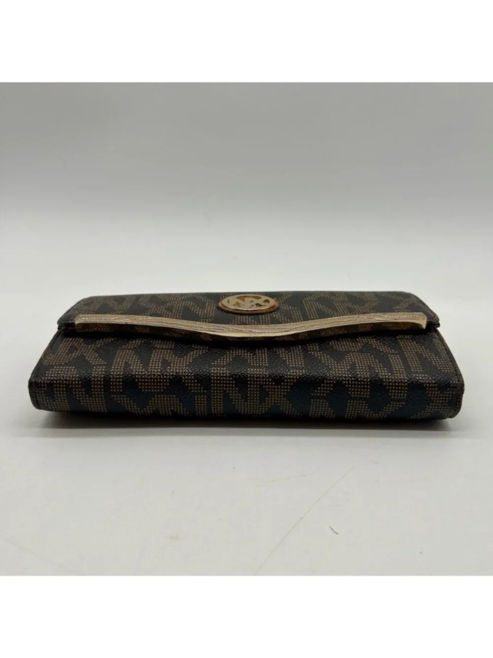 Nxxn Brown Monogram Print Pebbled Faux Leather Wallet